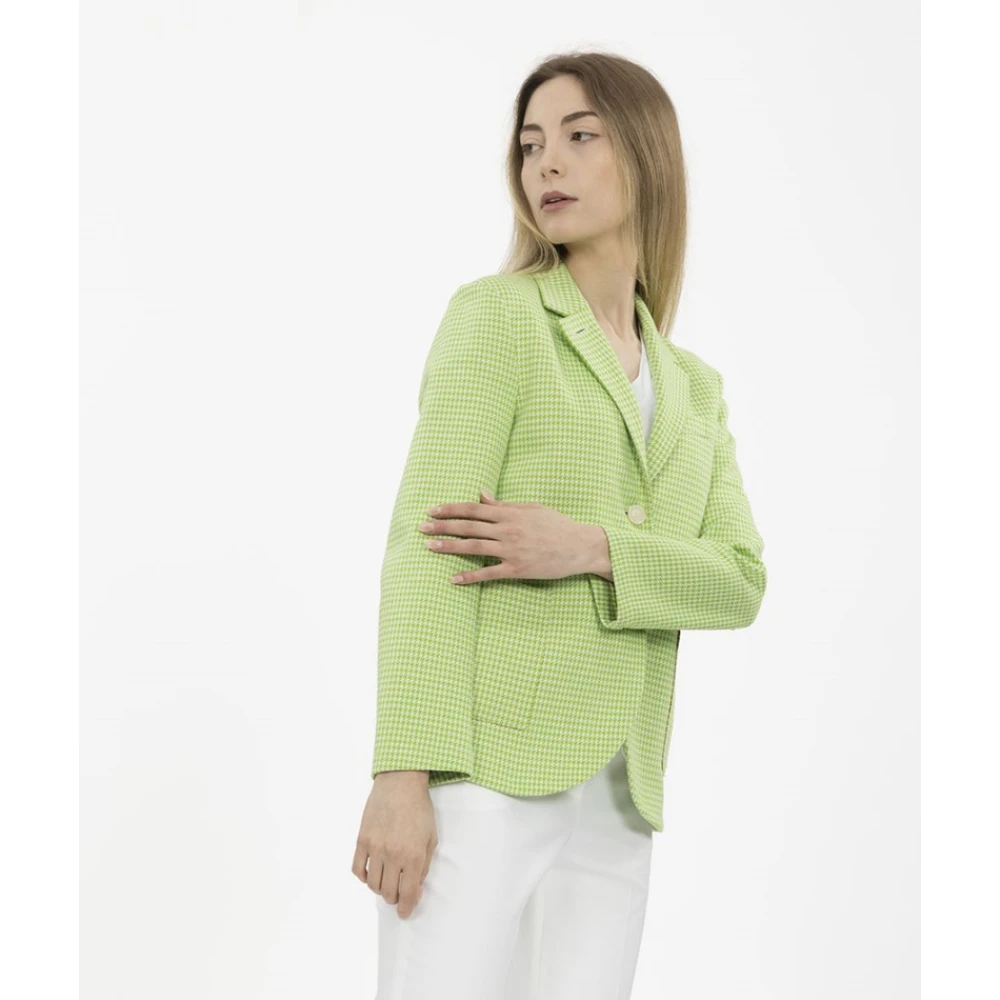 Harris Wharf London Americana Houndstooth Blazer Green Dames