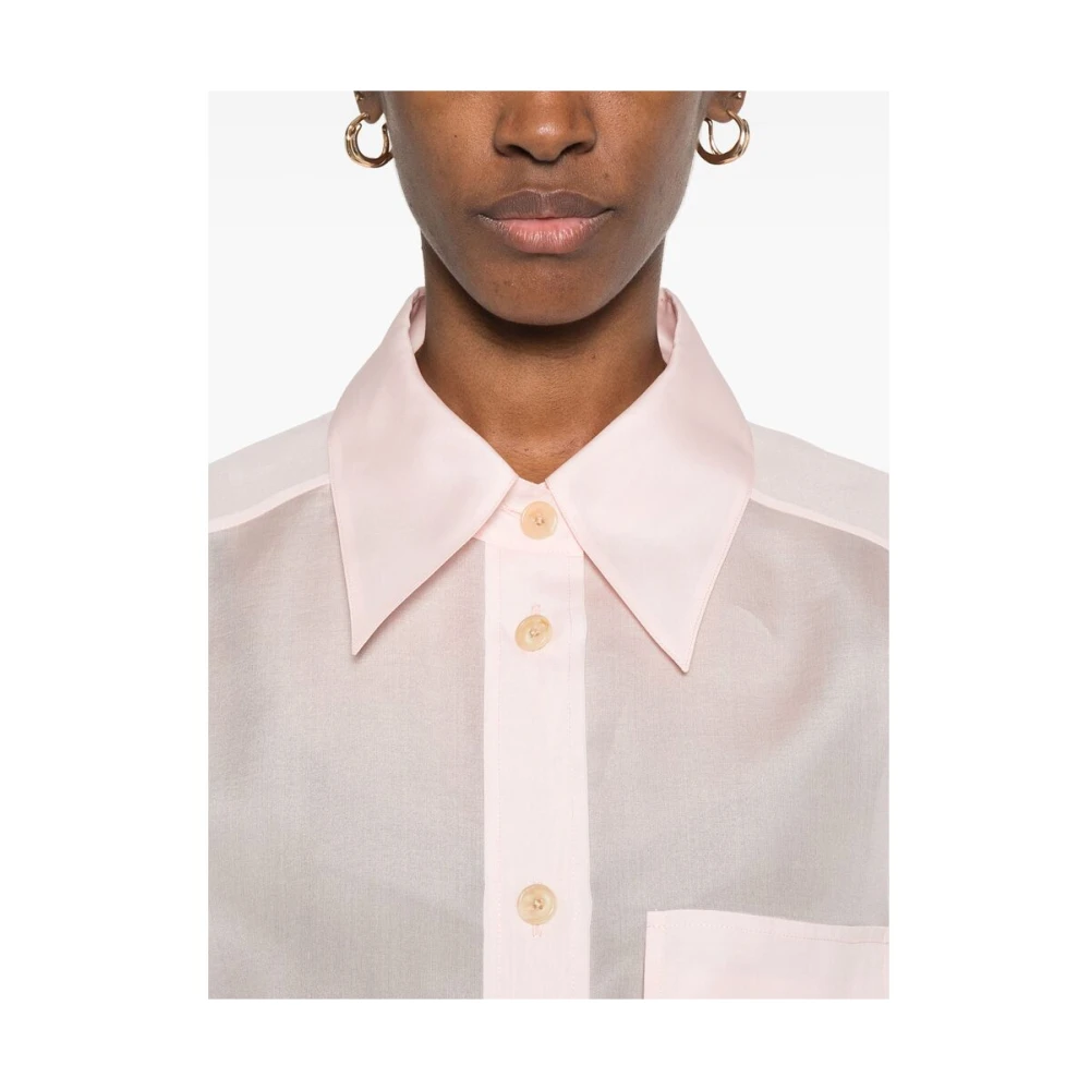 Khaite Roze Blouse met Knoopsluiting en Zak Pink Dames