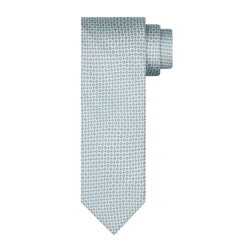 Profuomo Zijden Print Aqua Stropdas Blue Heren