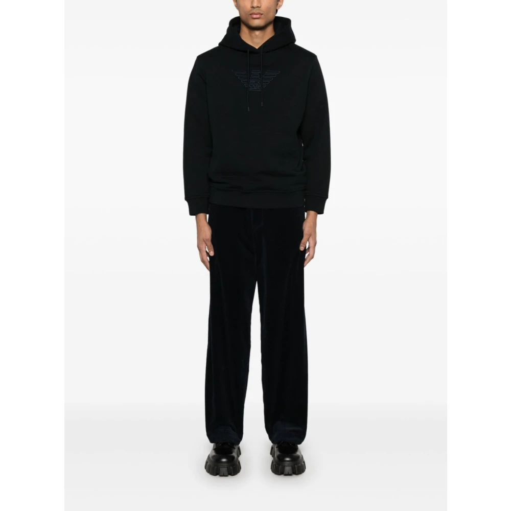 Emporio Armani Blauwe Trekkoord Hoodie Blue Heren