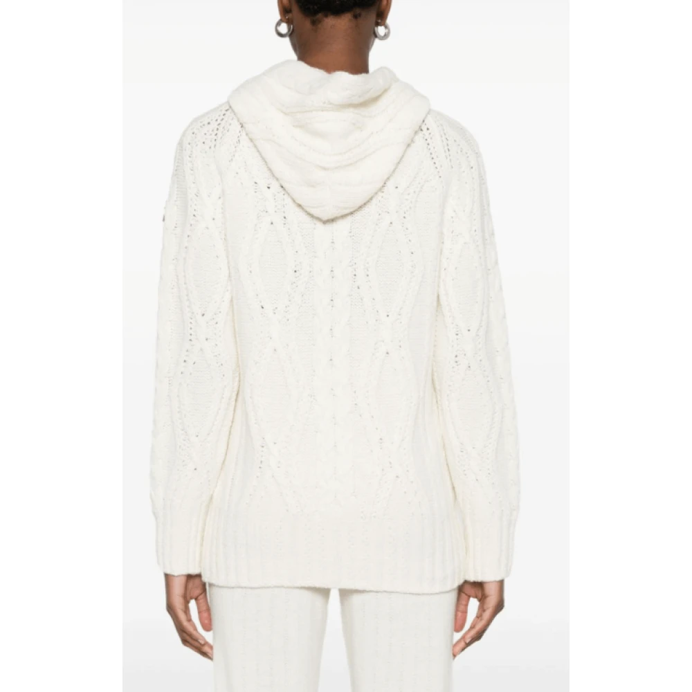 Ermanno Scervino Witte Cable-Knit Classic Hood Jas White Dames