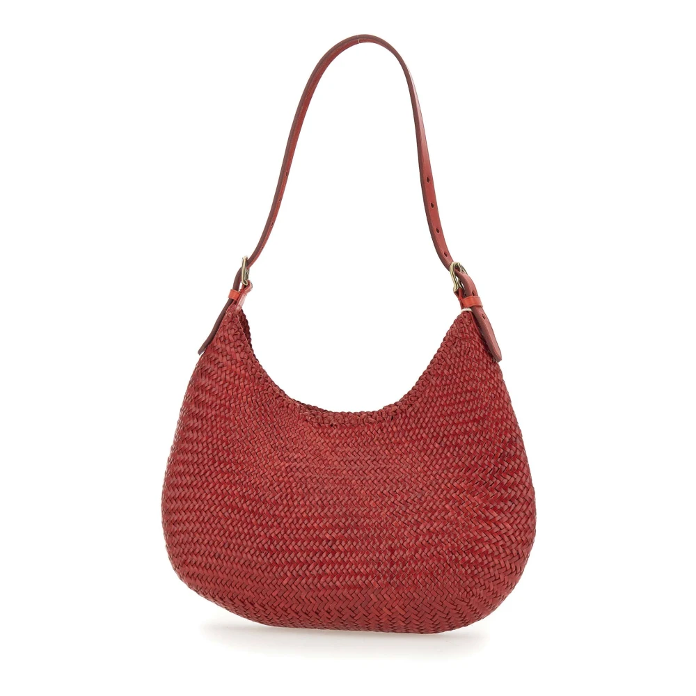 Dragon Diffusion Rode leren schoudertas Luna Mezza Red Dames