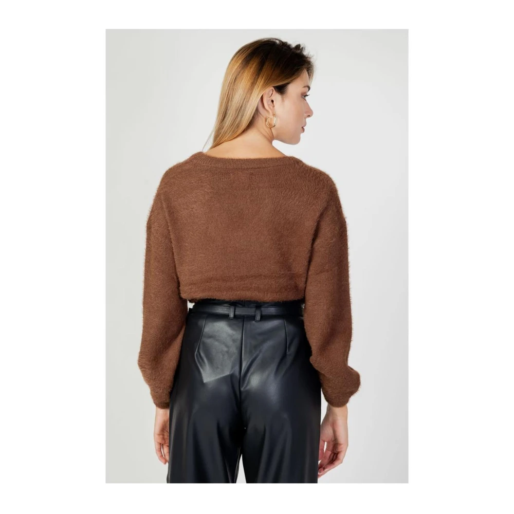 Jacqueline de Yong Gezellige Nylon Acryl Sweater Collectie Brown Dames