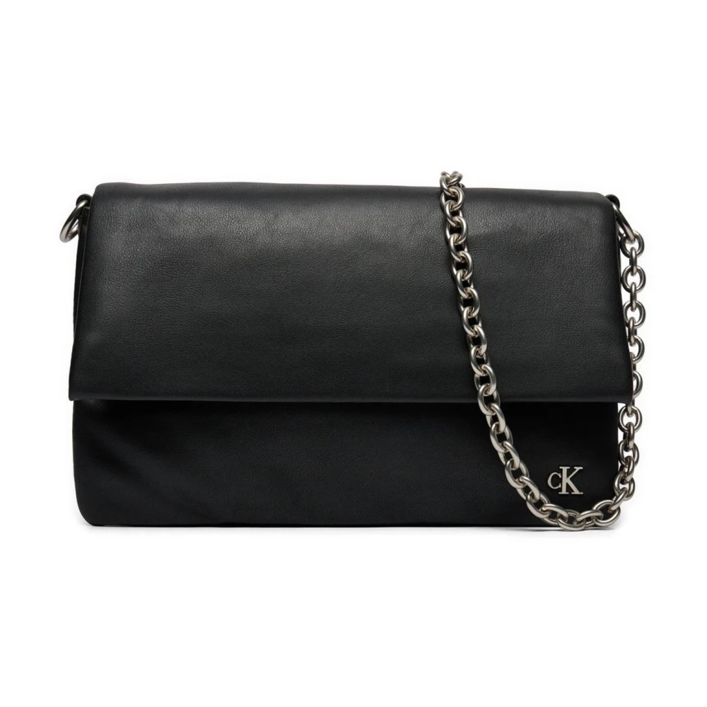 Calvin Klein Schoudertas met ketting Zwart leer Black Dames