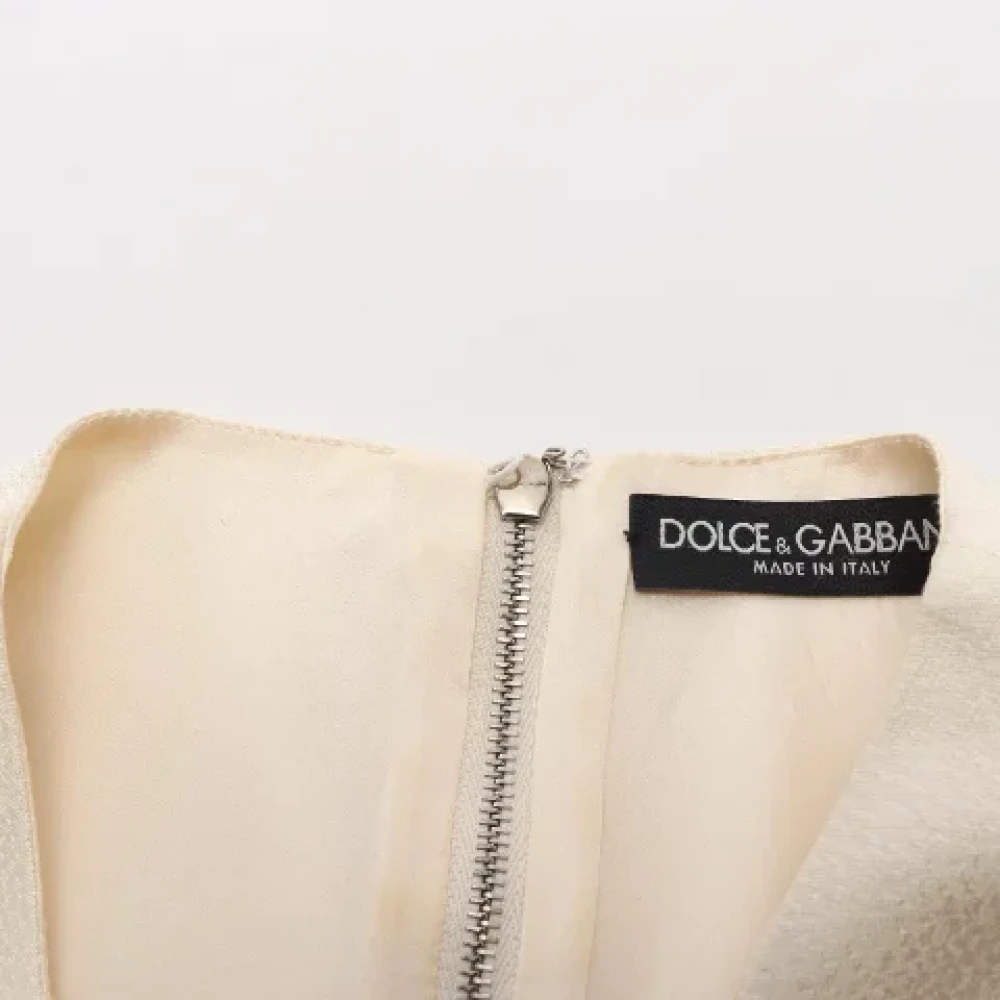 Dolce & Gabbana Pre-owned Silk dresses Beige Dames