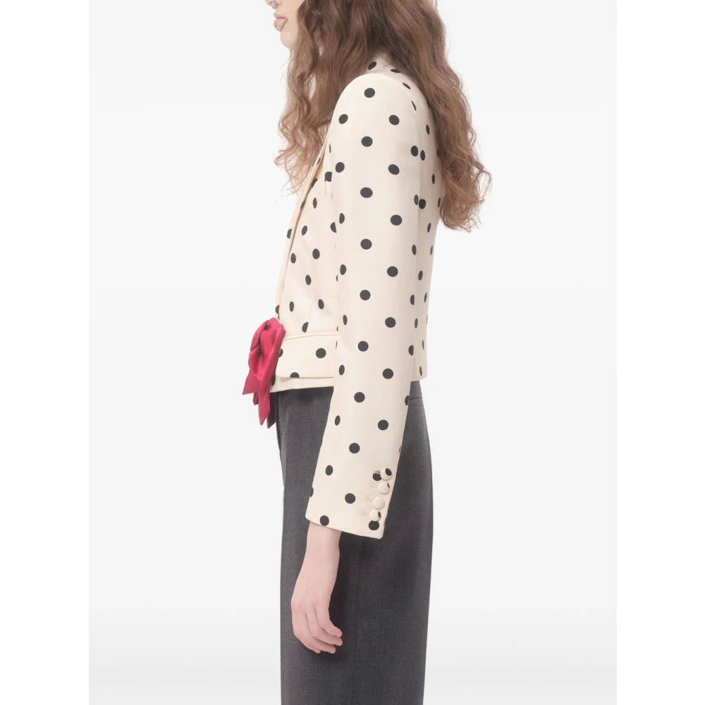 Valentino Beige Polka Dot Jas Knoopsluiting Beige Dames