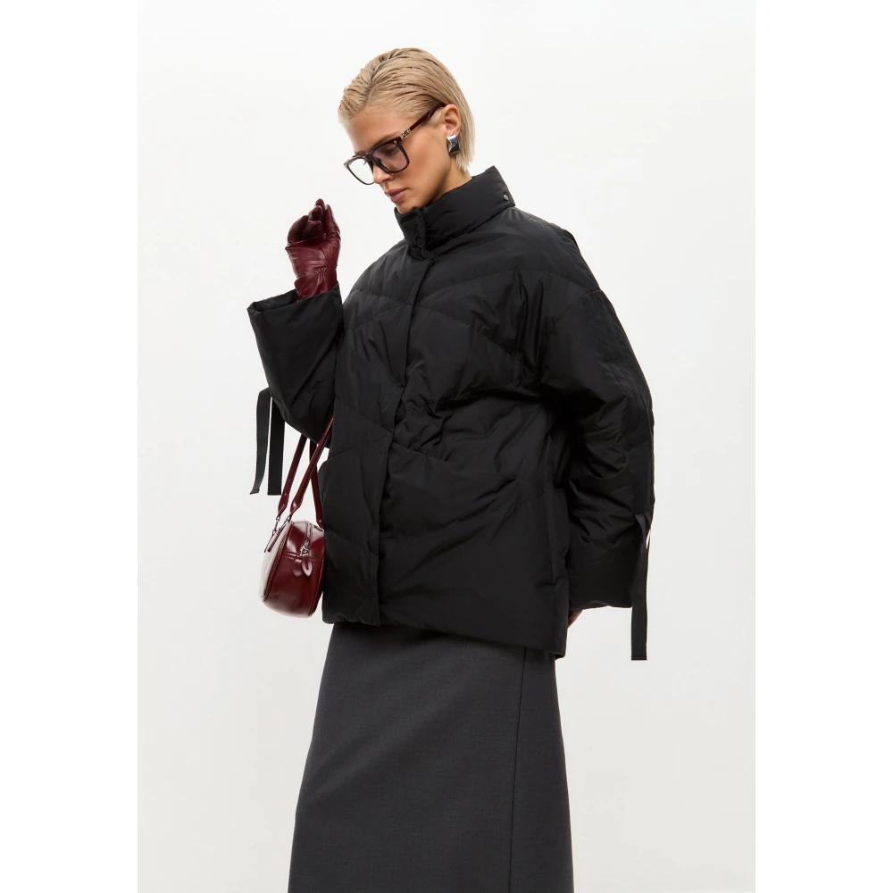 Cesare Gaspari Oversized Gewatteerde Pufferjas Zwart Black Dames