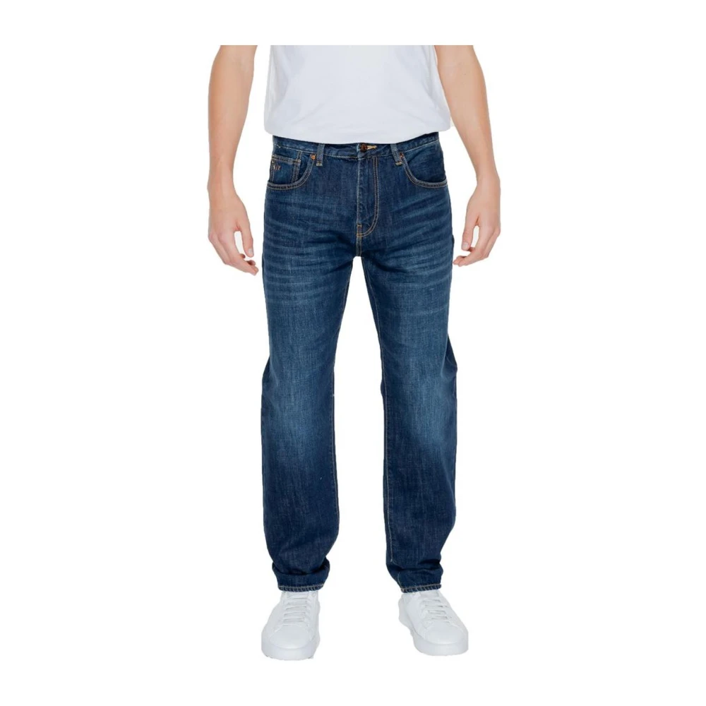 Armani Exchange Men's Blue Straight Fit Jeans, W36 L32, Slim Fit Cotton Jeans