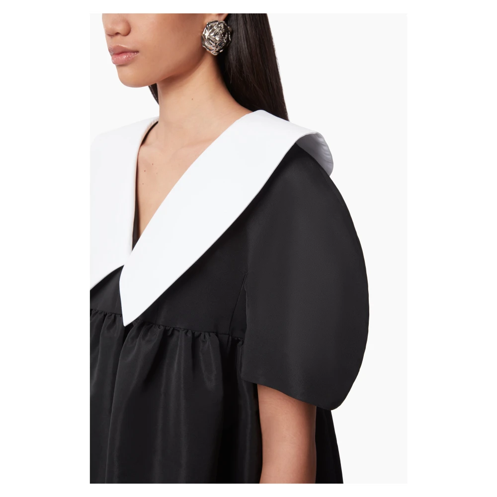 Nina Ricci Zwarte Taffeta Babydoll Jurk Black Dames