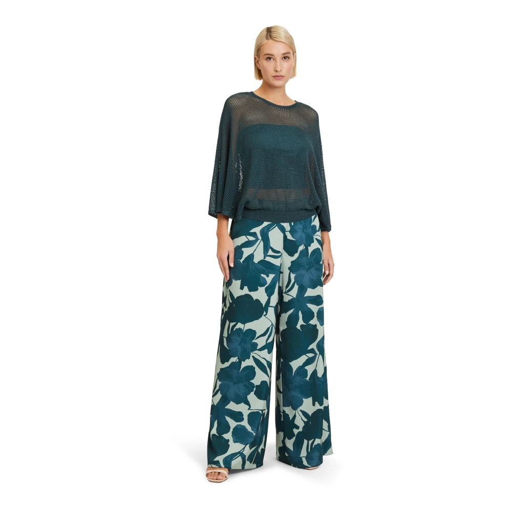 Vera Mont Satin High Waist Broek met Zakken Green Dames