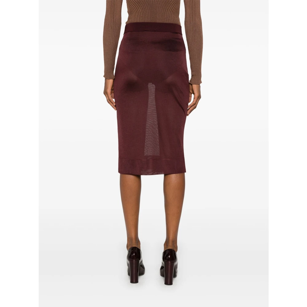 Saint Laurent Bordeaux Gebreide Pencil Rok Red Dames