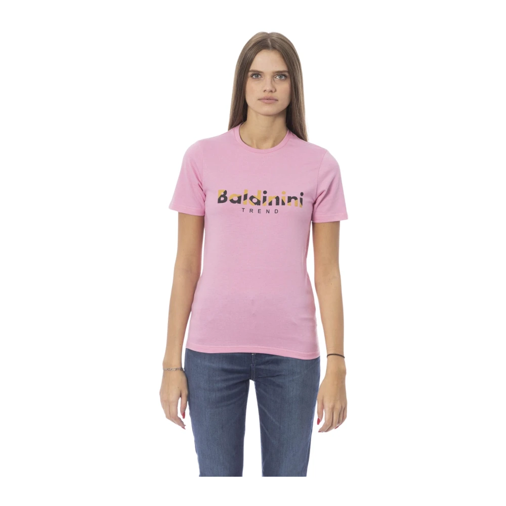 Baldinini Trendy T-shirt met voorprint Pink Dames