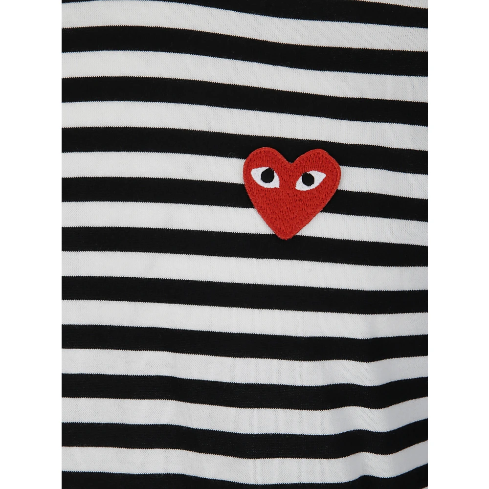 Comme des Garçons Play Gestreept Hart Longsleeve T-Shirt Black Heren