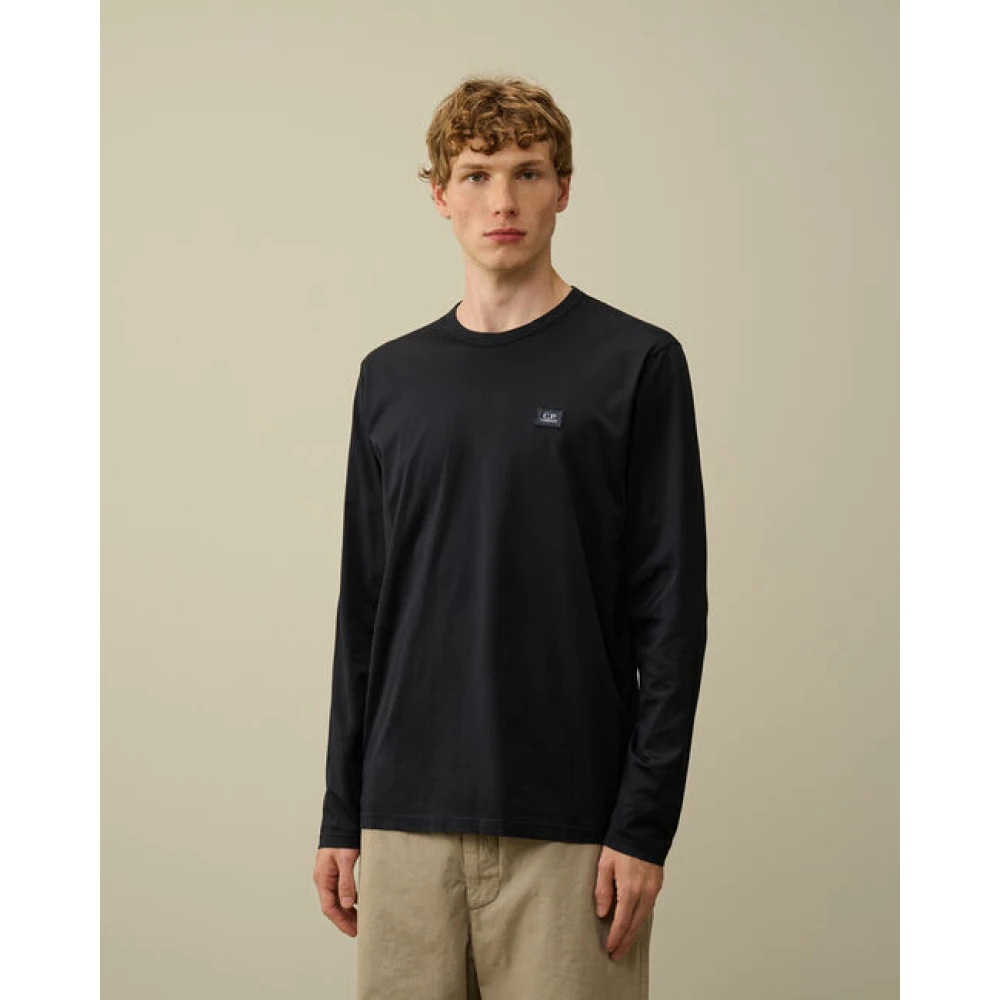 C.P. Company Gemerzeriseerd Langarm T-shirt Blue Heren