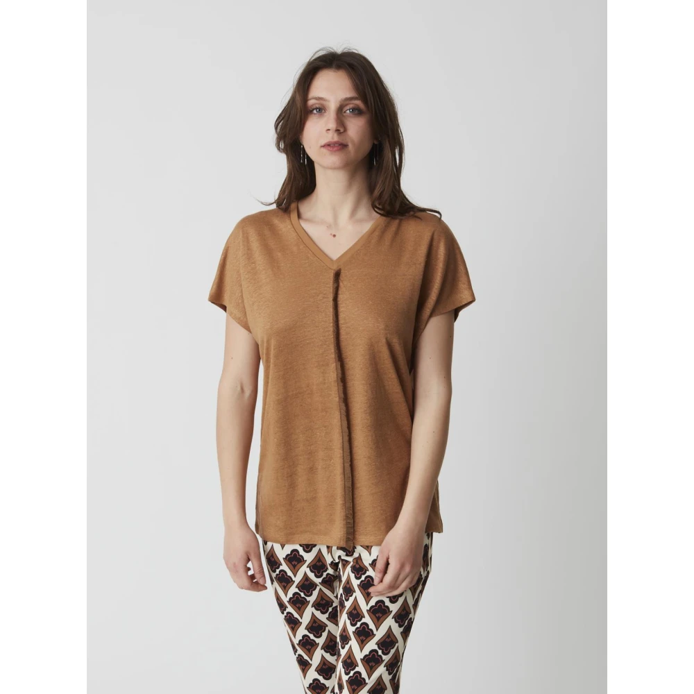 Alpha Studio Dames V-Hals T-Shirt Brown Dames