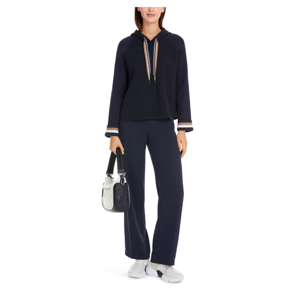 Marc Cain Elegant A-Line Hooded Sweatshirt Blue Dames