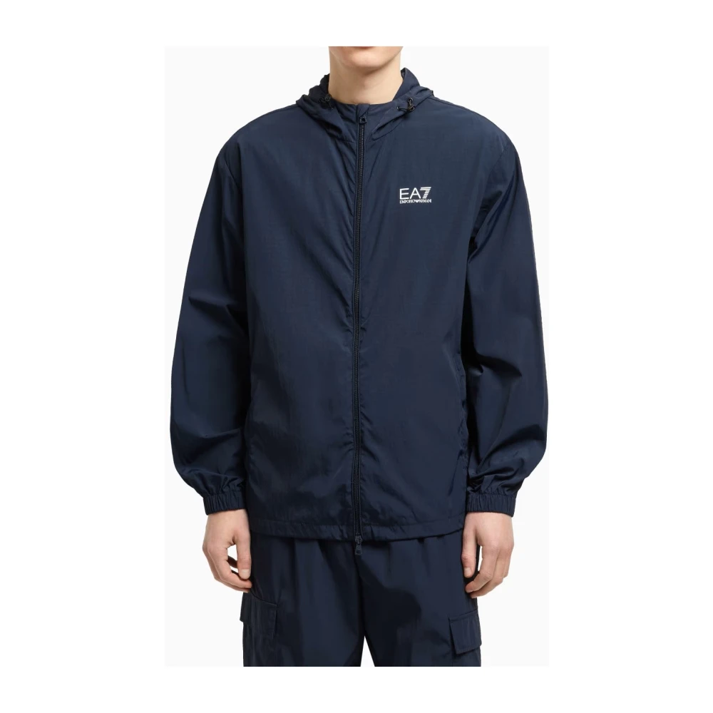 Emporio Armani EA7 Blauwe Kway Jas Moderne Stijl Comfort Blue Heren
