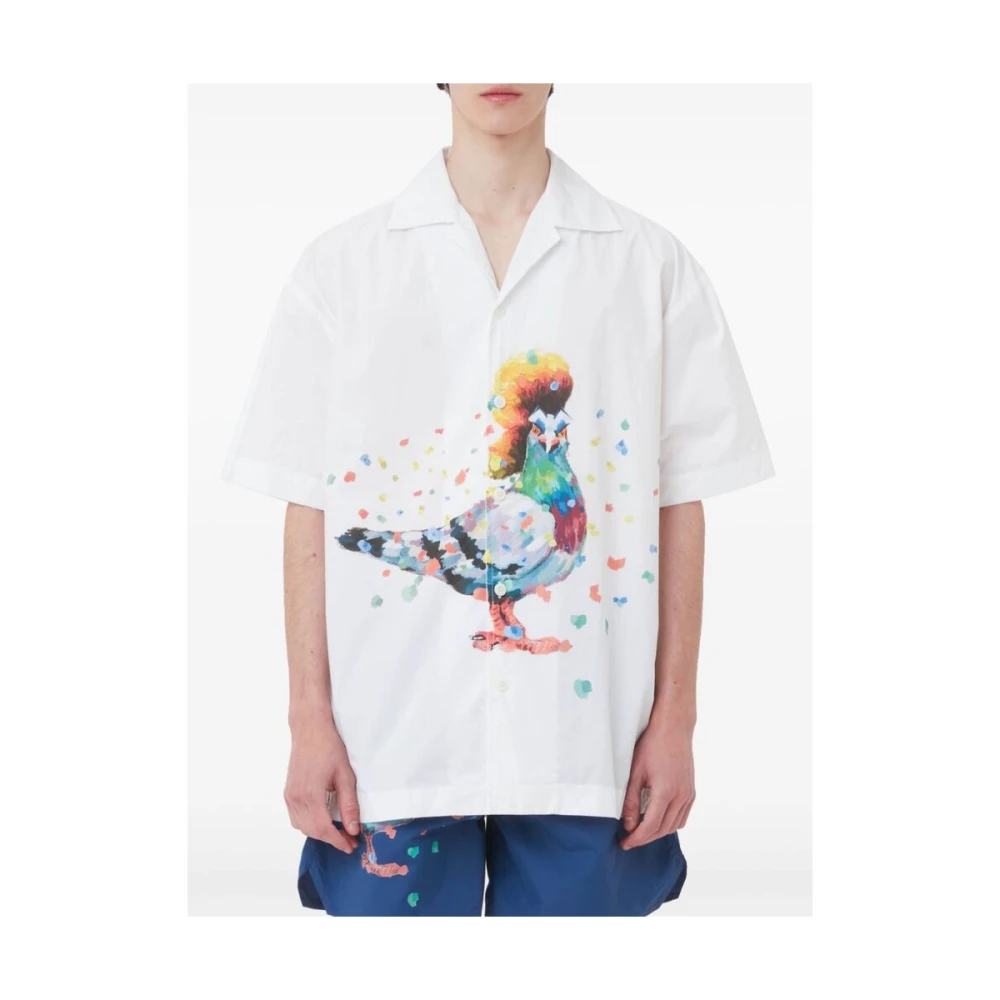 JW Anderson Grafische Print Camp Kraag Overhemd White Heren