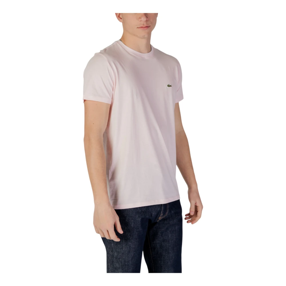 Lacoste Roze Katoenen T-shirt Ronde Hals Pink Heren