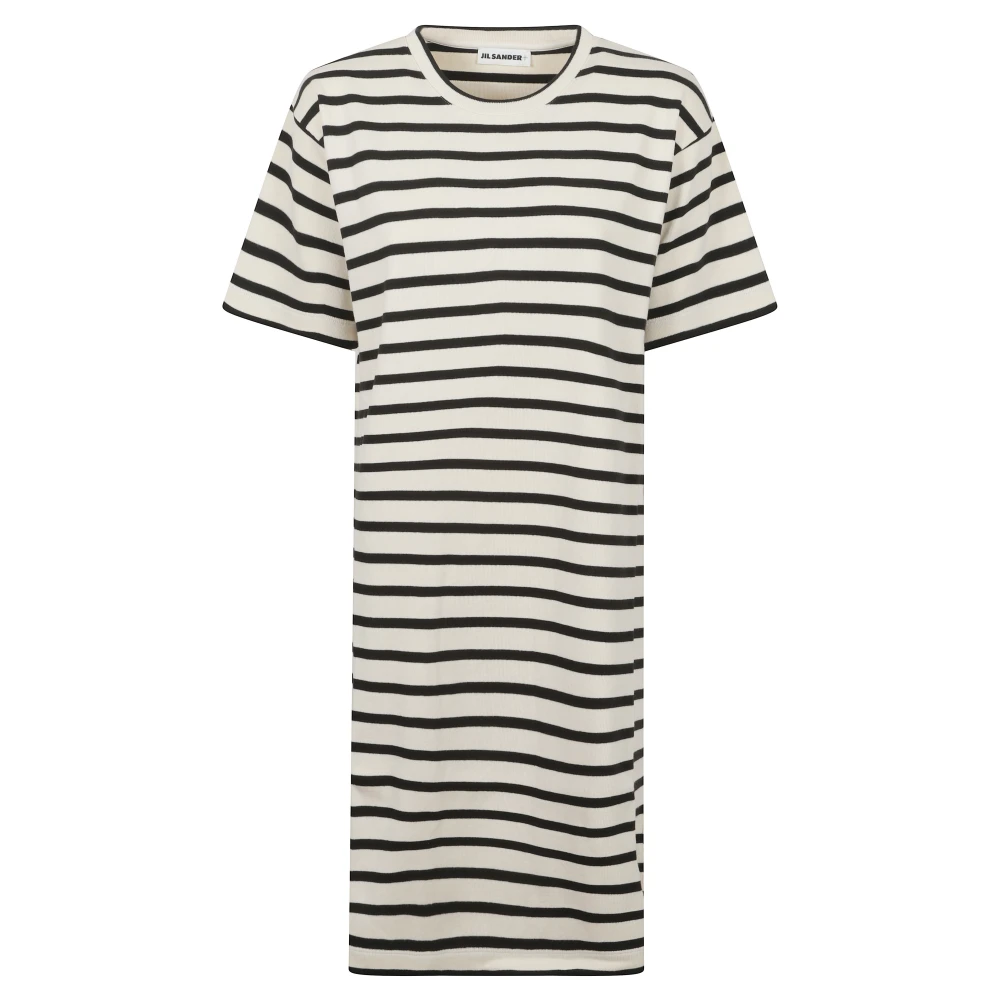 Jil Sander Women's Multicolor Midi Dresses, M, Cotton Crew-Neck Dress