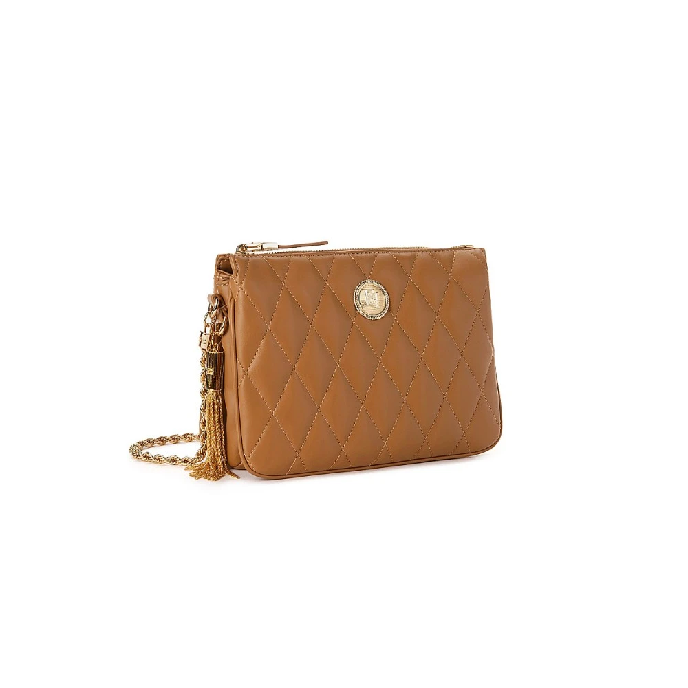 Elisabetta Franchi Gewatteerde Schoudertas in Karamel Beige Dames