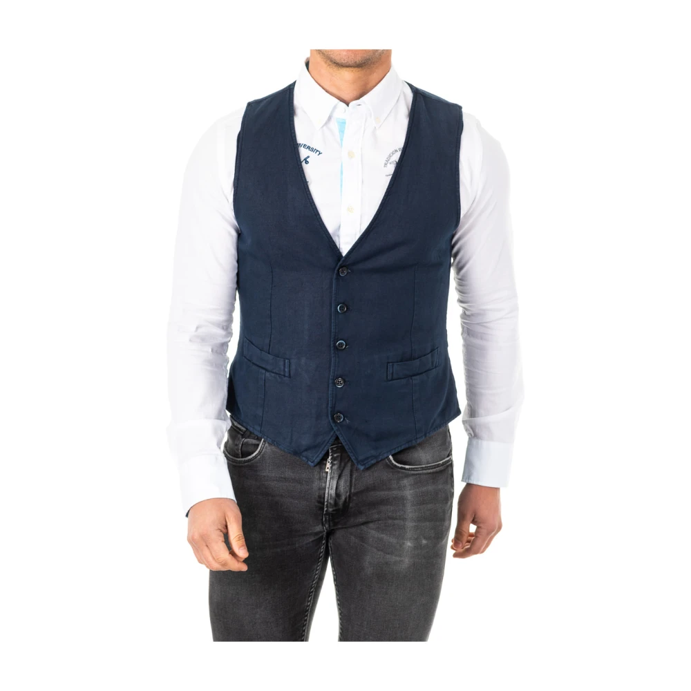 La Martina Men's Blue Waistcoats, S, Suit Vest