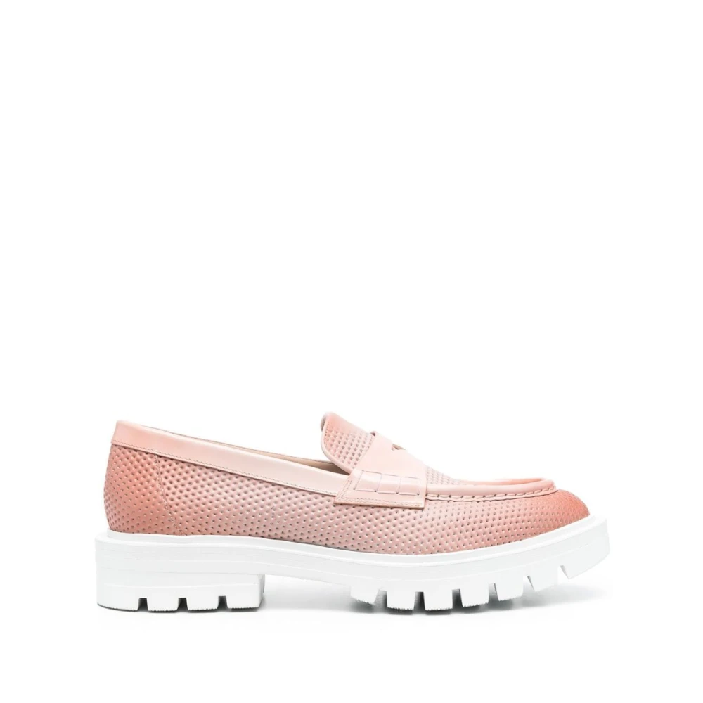 Santoni Penny Loafers i Läder Pink, Dam