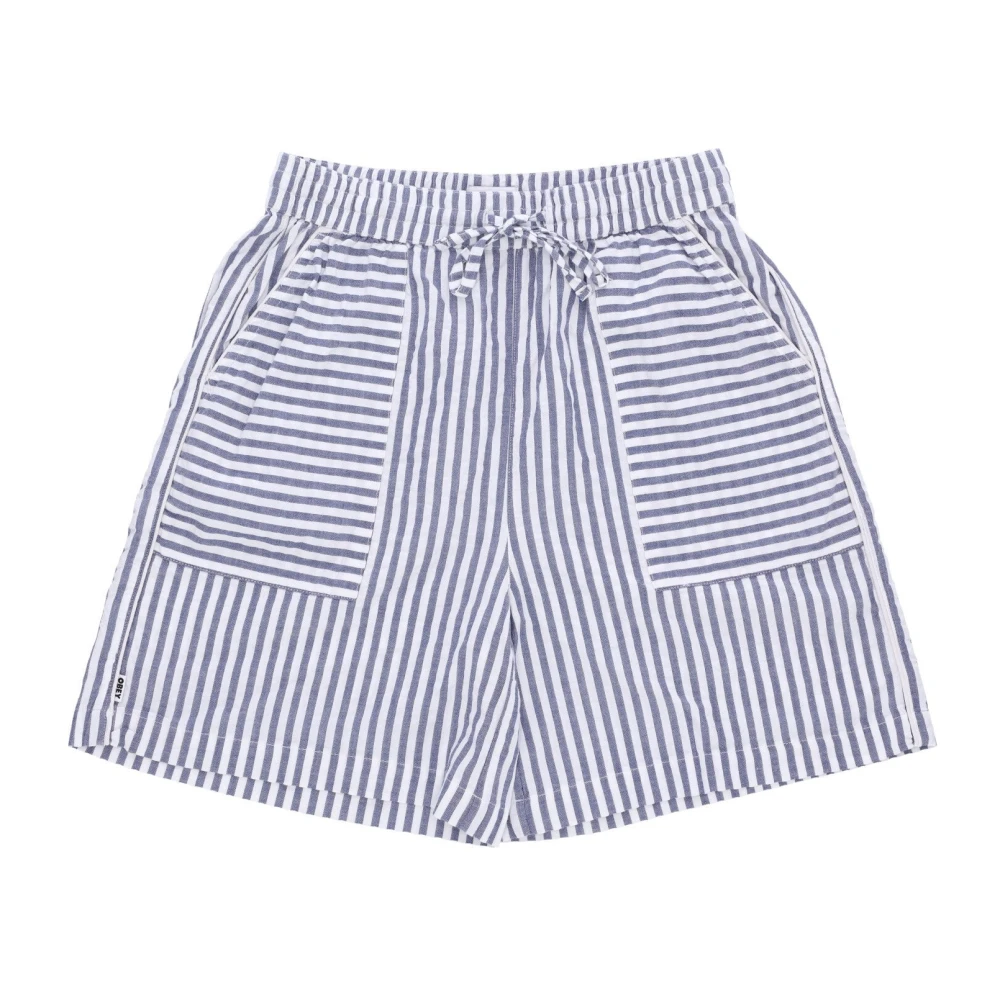 Obey Gestreepte Katoenen Korte Set Blue Dames
