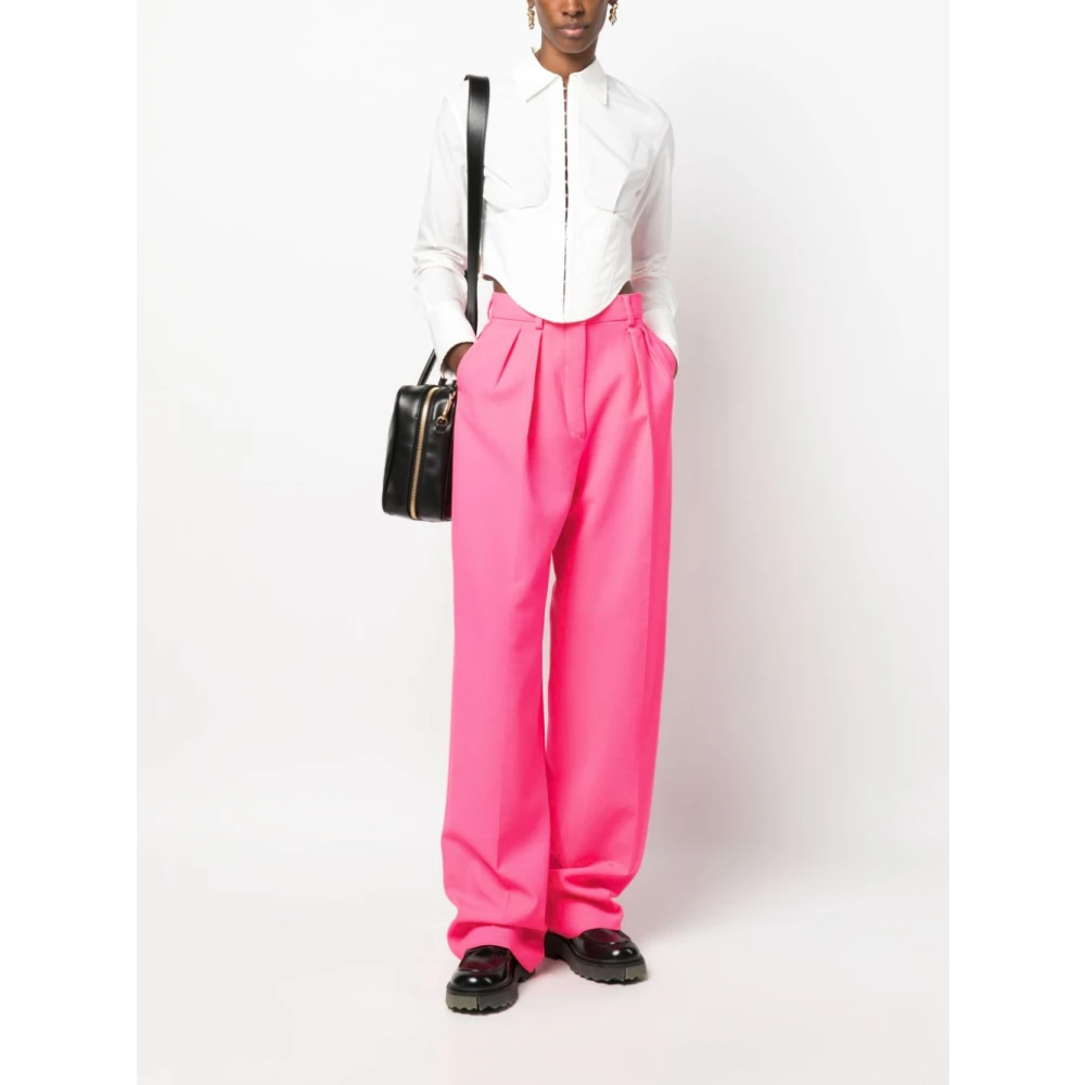 SPORTMAX Fuchsia Wide-Leg Tailored Trousers Pink Dames