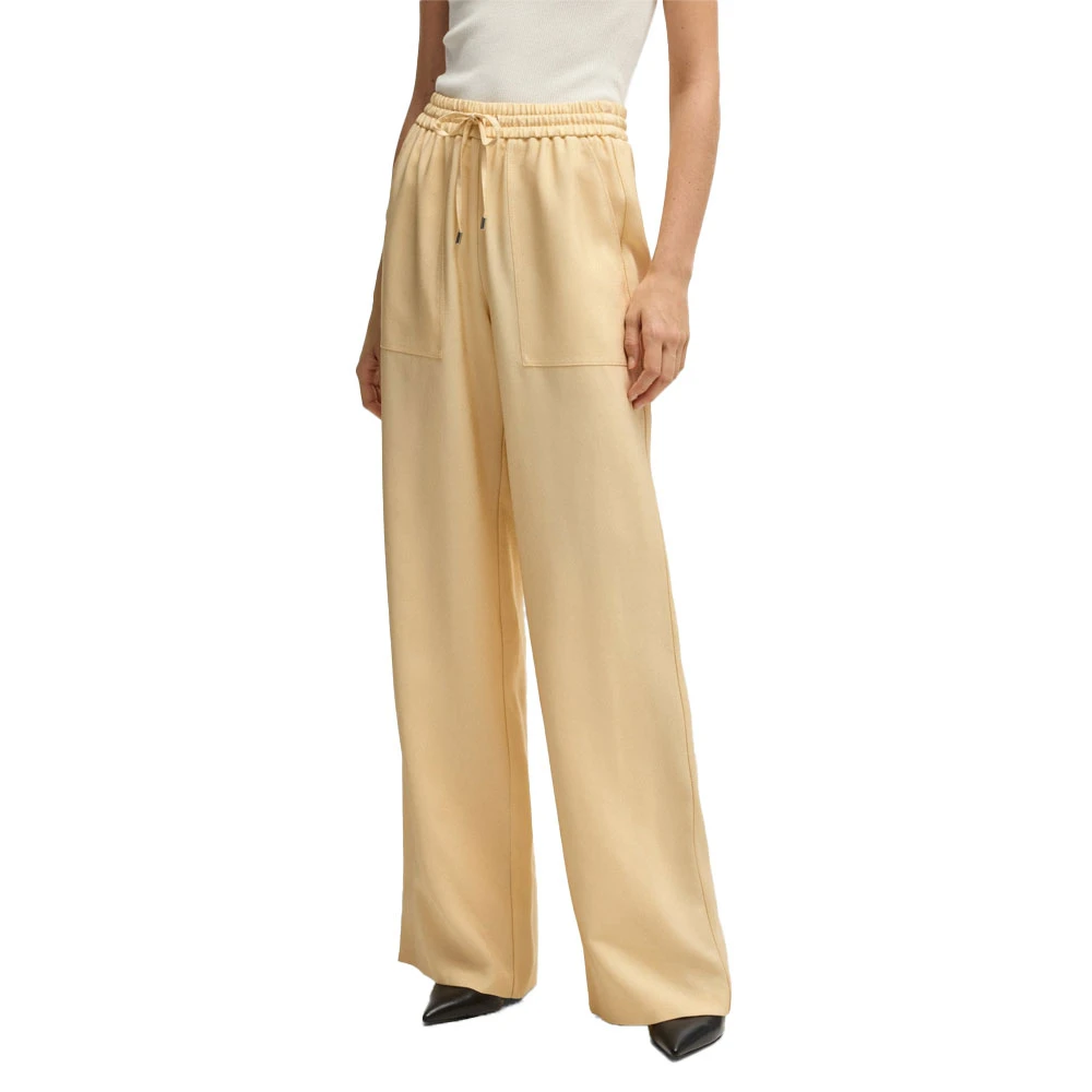 Hugo Boss Gele Talisia Broek met Koordsluiting Yellow Dames