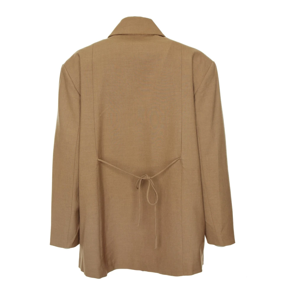 Ganni Oversized Blazer in Drapey Melange Brown Dames