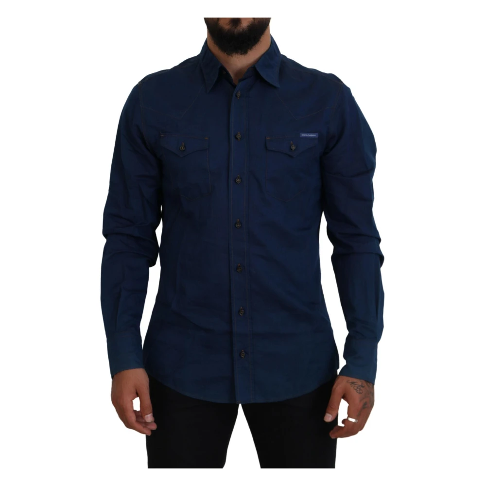 Dolce & Gabbana Blue Casual Shirts, Male, Xl, Denim Casual Shirt
