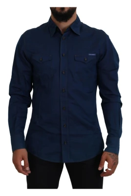 Blå Denim Casual Skjorta