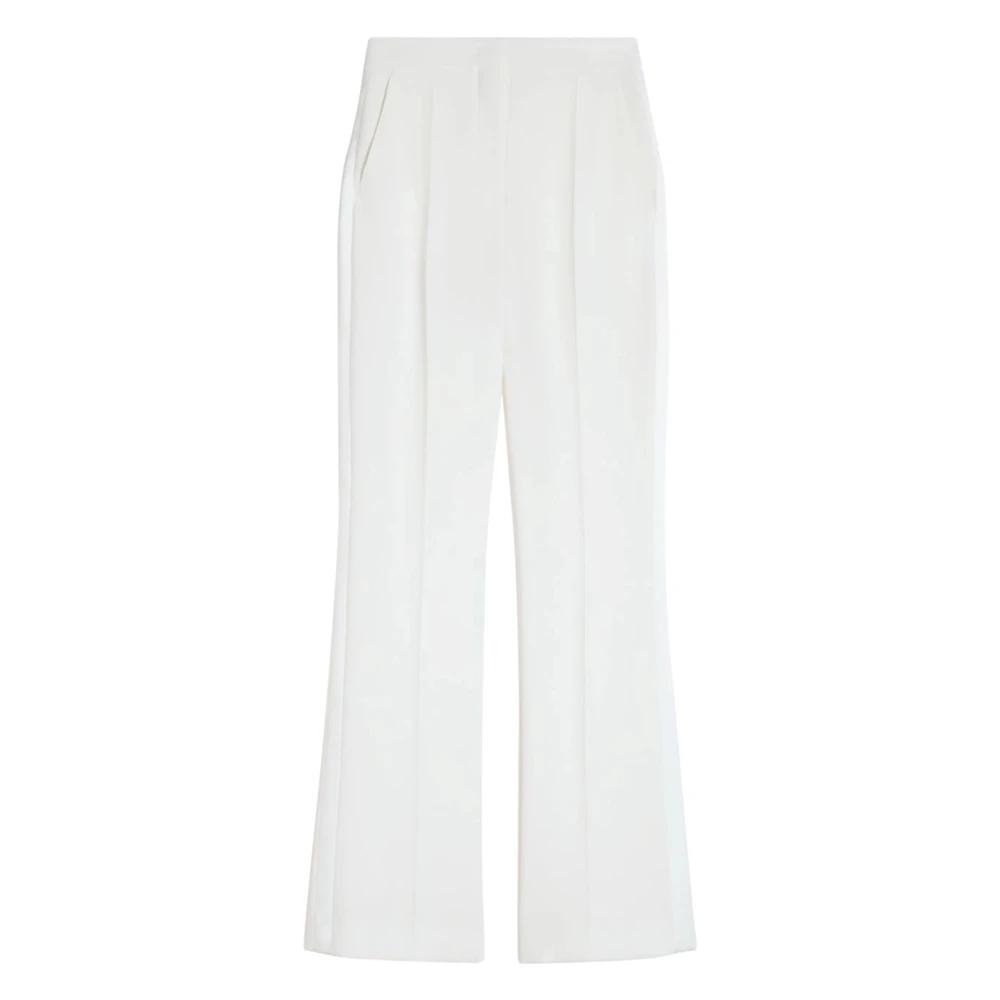 Max Mara Women's White Wide Trousers, S, Cady Trousers