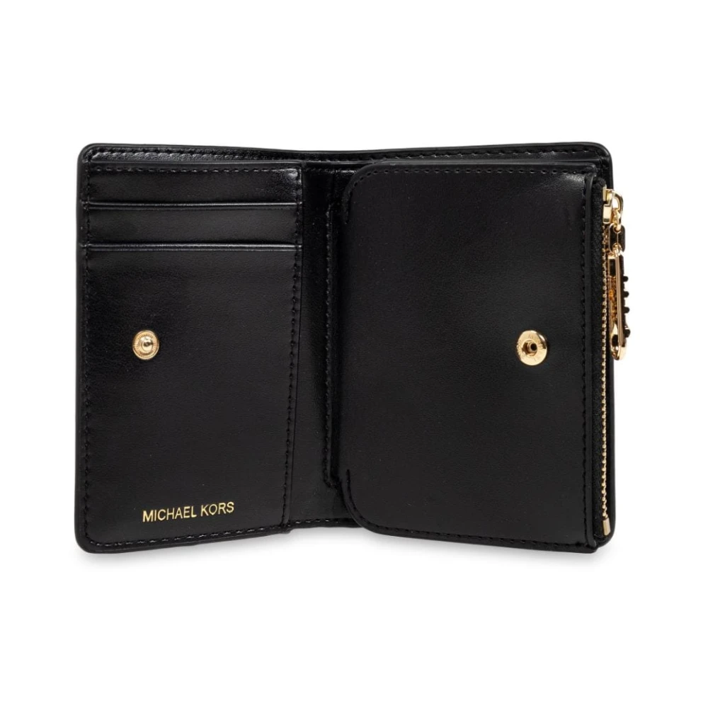Michael Kors Chique Zwarte Portemonnee met Gouden Logo Black Dames
