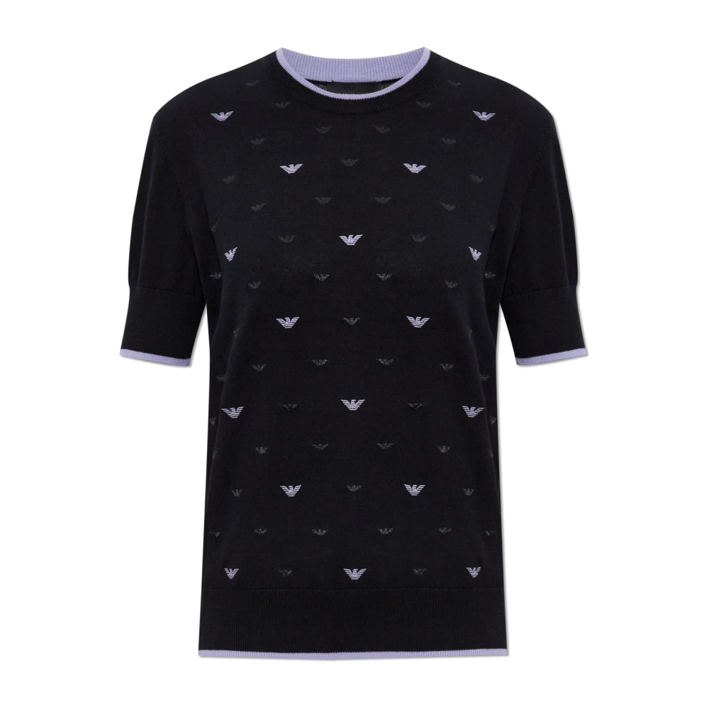 Emporio Armani Top met Monogram Black Dames