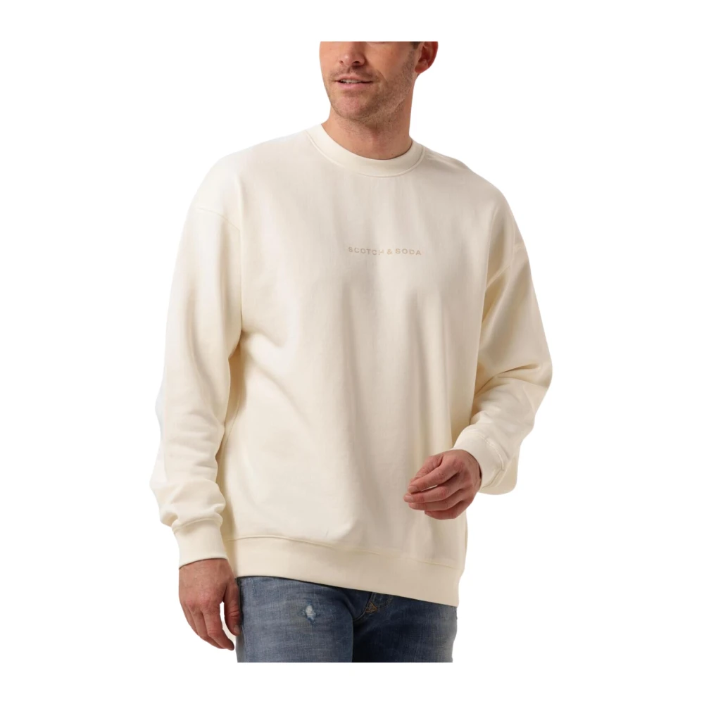 Scotch & Soda Core-Logo Front Chest Sweatshirt Beige Heren
