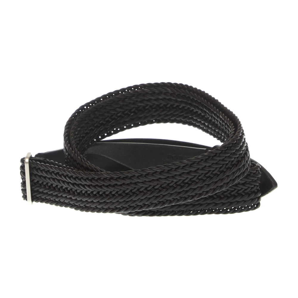 Orciani Zwart Geweven Leren Riem Aw24 Black Heren