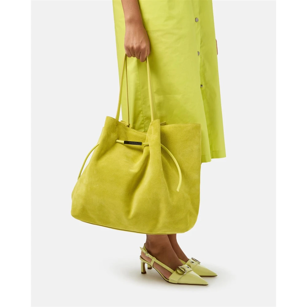 Iceberg Maxi Shopper Tas in Zwart Suède Yellow Dames