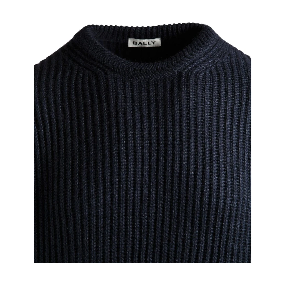 Bally Geribbelde trui met logopatch Blue Heren