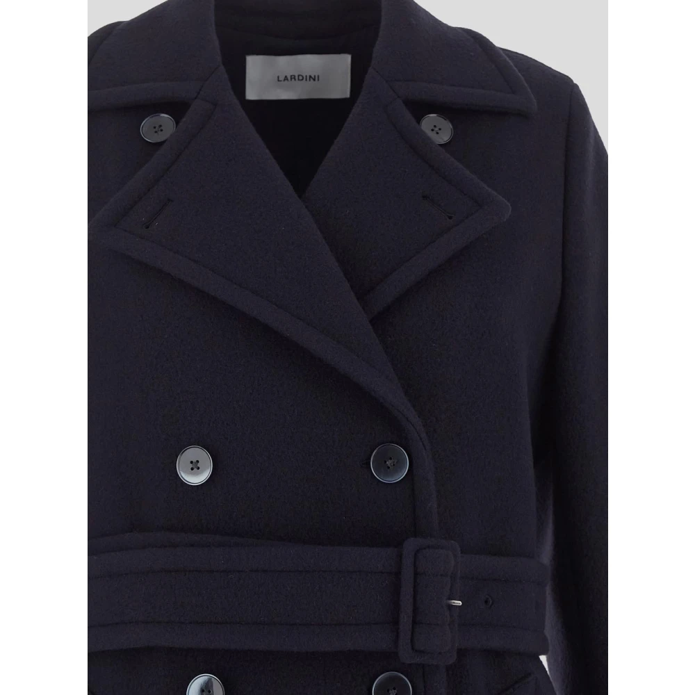 Lardini Wollen Dubbelrijige Ceintuurjas Blue Dames