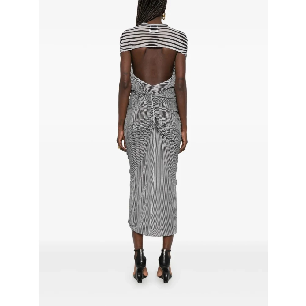 Jean Paul Gaultier Gedrukte Mesh Lange Jurk Dubbele Laag White Dames