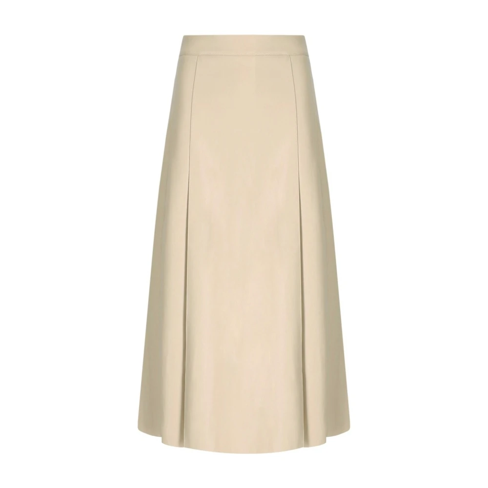 Essentiel Antwerp Ecru Faux Leather A-Line Midi Rok Beige Dames