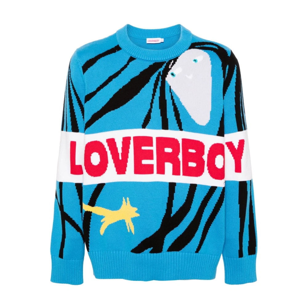 Loverboy by Charles Jeffrey Blauwe Logo Katoenen Trui Blue Heren