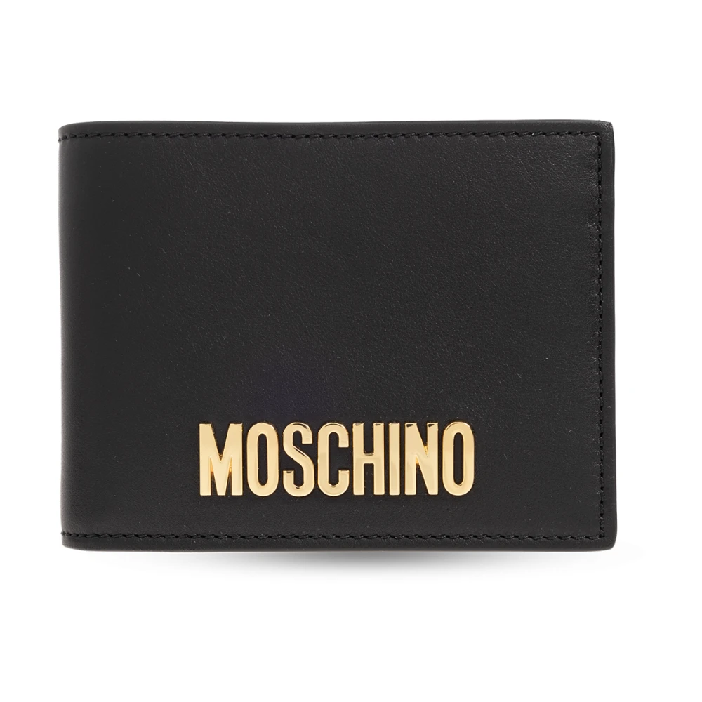 Moschino Leren portemonnee met logo Black Heren