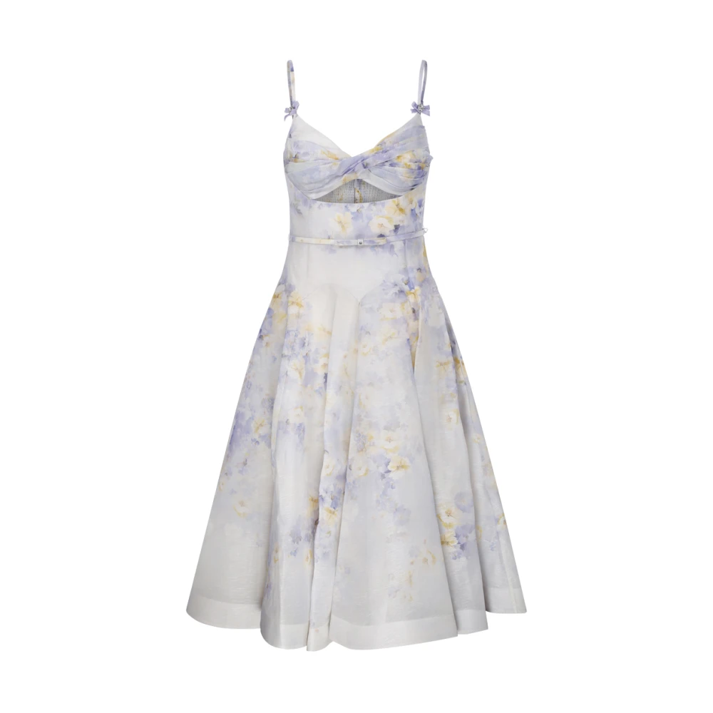 Zimmermann Bloemen Twist Front Midi Jurk Multicolor Dames