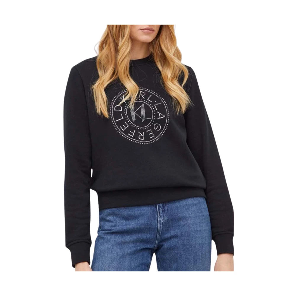Karl Lagerfeld Rhinestone Logo Sweatshirt Black Dames