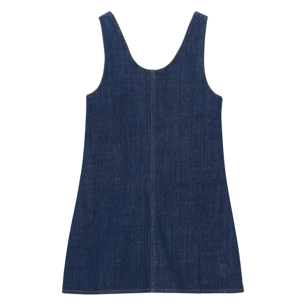 Ami Paris Women's Blue Short Dresses, M, Cotton Short Strapped Dress