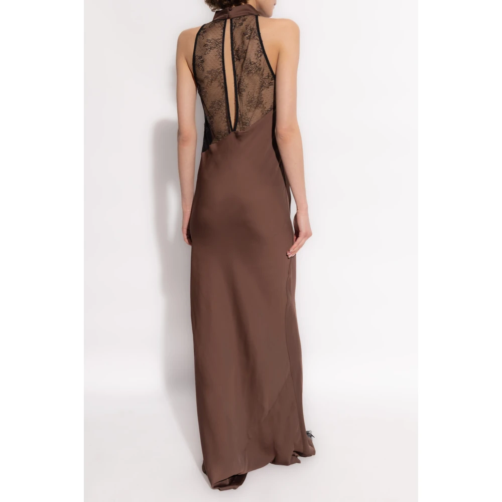 Rotate Birger Christensen Jurk met kant Brown Dames
