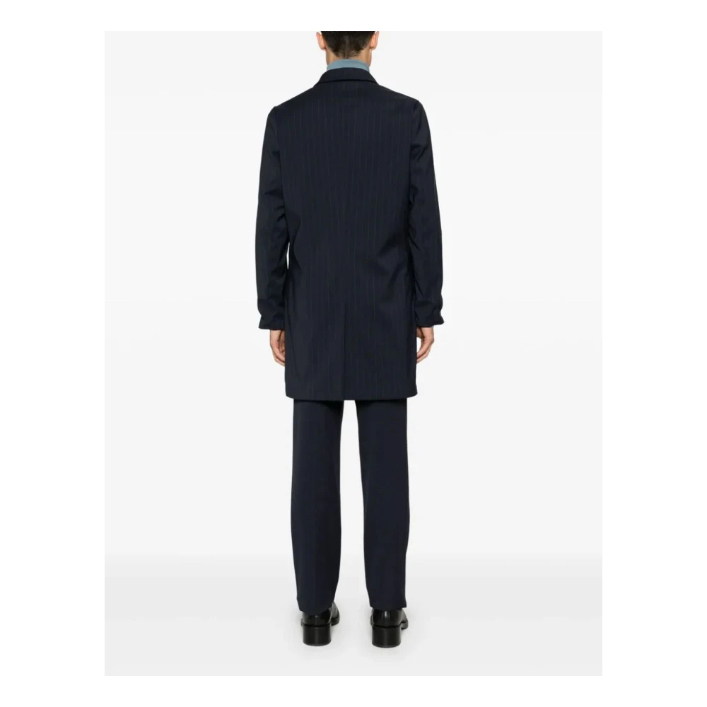 Kired Omkeerbare Blauwe Pinstripe Wollen Jas Blue Heren